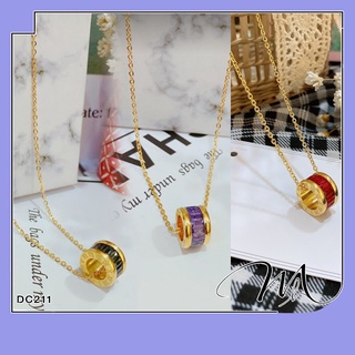 Dây chuyền nữ Titan ống charm đá tím, đen, đỏ cực đẹp - Măng’s House DC211