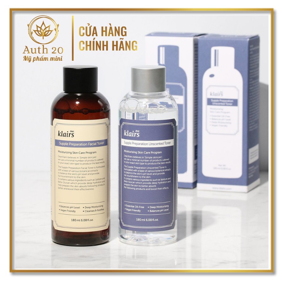 Nước hoa hồng DEAR KLAIRS SUPPLE PREPARATION UNSCENTED TONER 180ML