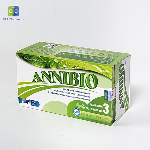 Annibio Chất xơ hòa tan - Bổ sung chất xơ tiêu hóa, giúp nhuận tràng, tăng cường tiêu hóa - Hộp 30 gói x 4gr