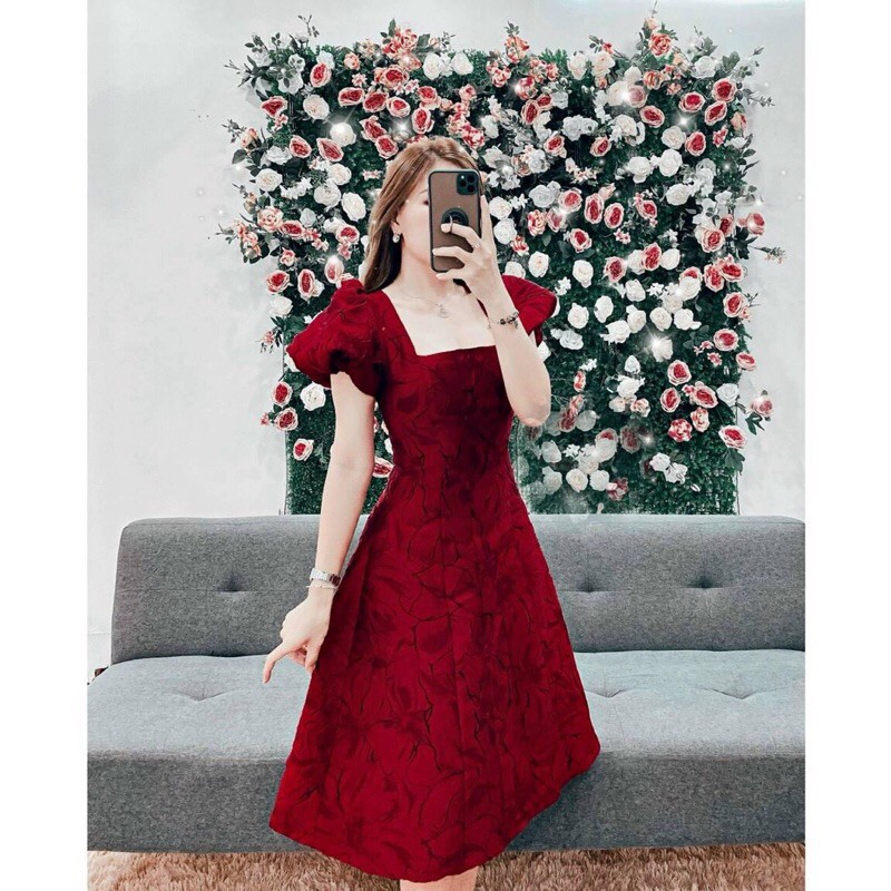 🥇SIÊU PHẨM ĐẦM GẤM HOA NƠ LƯNG