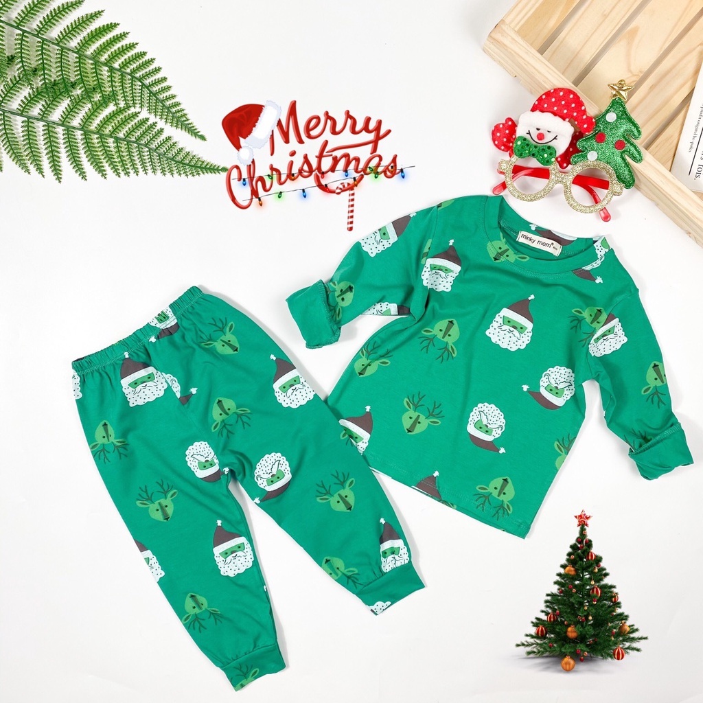 ( Cotton 4C) Bộ dài tay noel Minky Mom bé trai và gái.