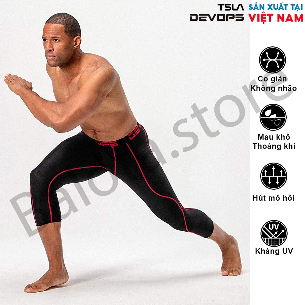 [ Hàng Hot ] Quần legging nam lửng 3 4 tập gym Devops ôm bó cơ sát đùi cạp cao lưng thun procombat thể thao đá bóng yoga