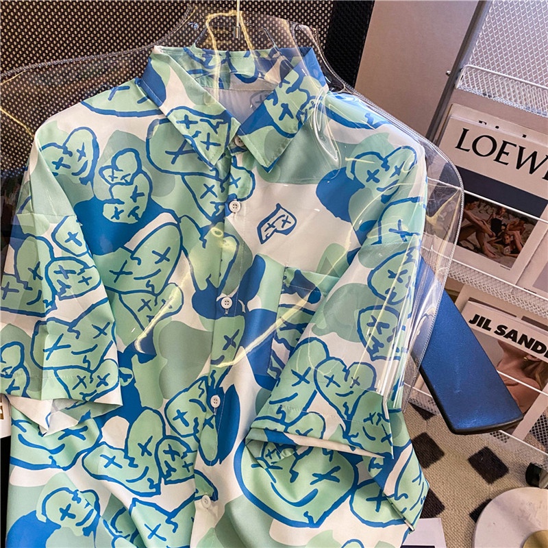 Áo sơ mi NRVP ngắn tay dáng rộng thời trang Hàn Quốc dành cho nữ