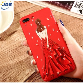Ốp lưng IPHONE cô gái váy đỏ tóc hung iPHone 6 6s 7 8 6 Plus 6s Plus 7 Plus 8 Plus X ( Ốp dẻo )