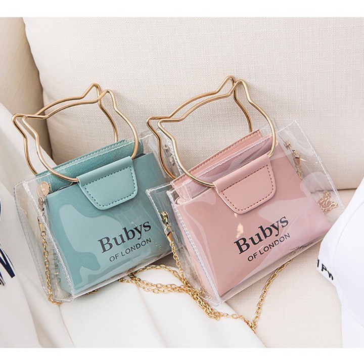 Túi Đeo Chéo Trong Suốt ♥️ Tặng Gương ♥️ Thiết Kế Lạ 2 Trong 1