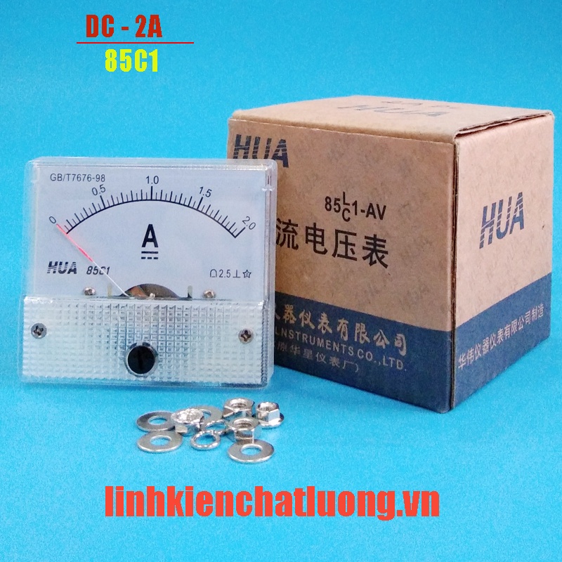 Ampe kế cơ DC 2A 85C1 đo dòng 0-2A chính hãng HUA