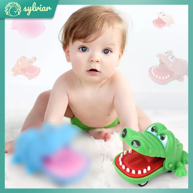 [sylviar] Đồ Chơi Xe Kéo Hình Cá Sấu Hoạt Hình Mini Cắn Tay Làm Quà Tặng Cho Bé