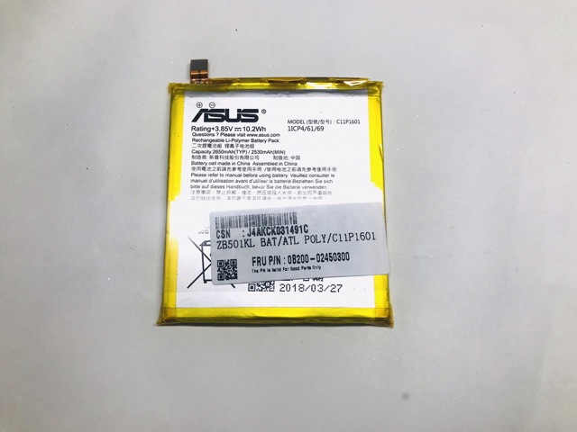 Pin Asus Zenfone 3 / 2650mAh/ 3.85Volt ~10.2Wh /(C11P1601)