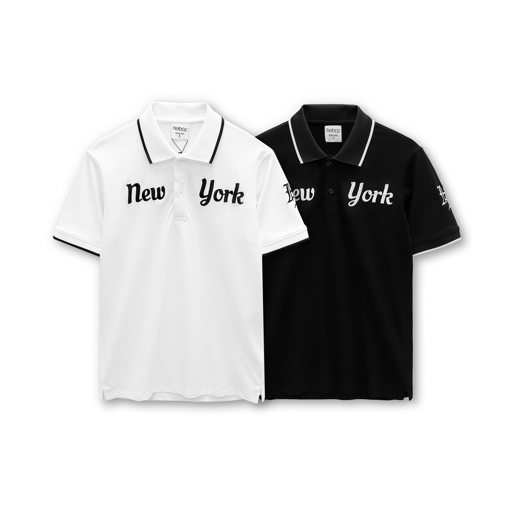 Áo polo nam HEBOZ thêu nổi NY 2 màu, chất cotton 4 chiều co giãn thoải mái, chống nhăn - 00001123