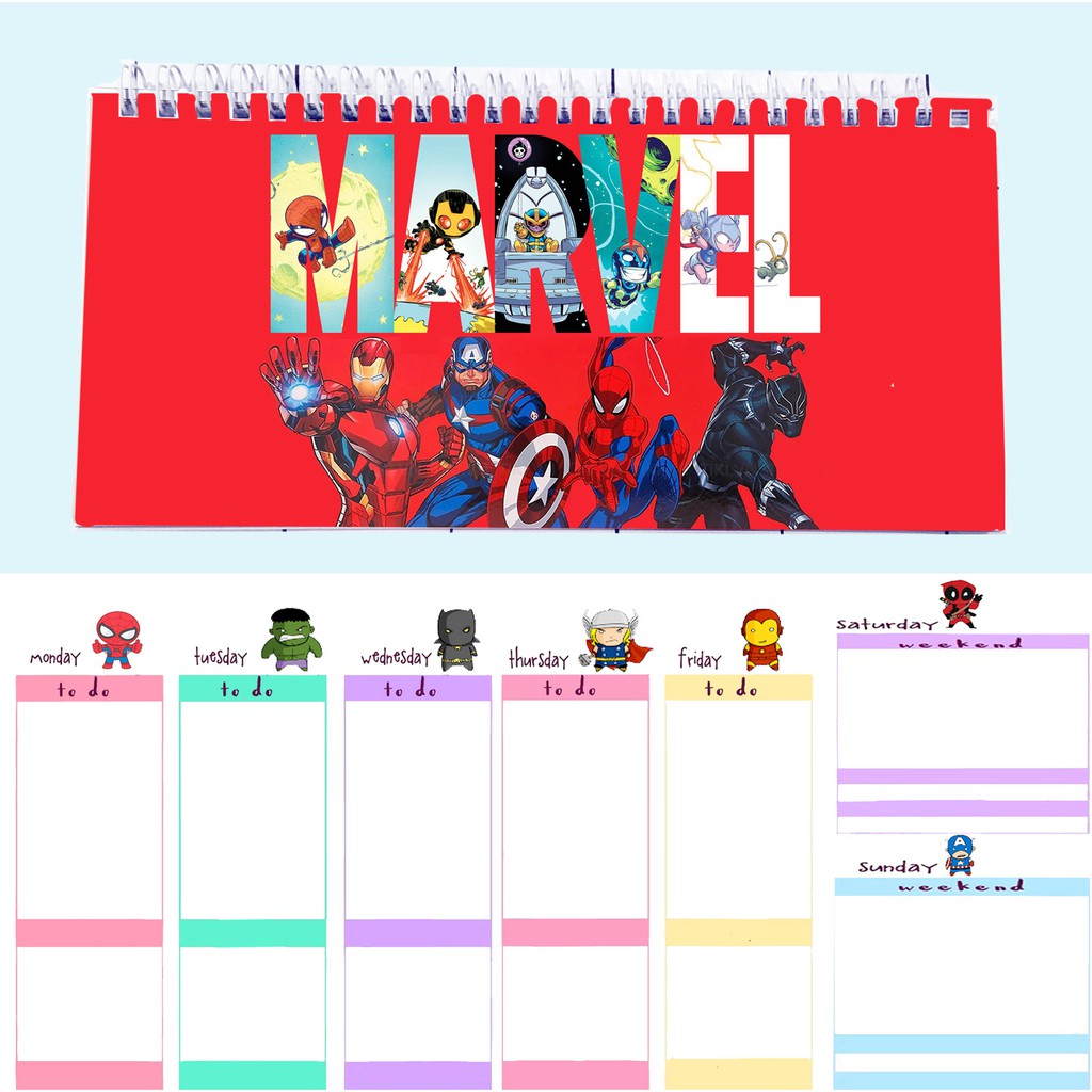 Sổ kế hoạch tuần siêu anh hùng WPI29 hoạt hình Weekly Planner 52 trang thần tượng idol