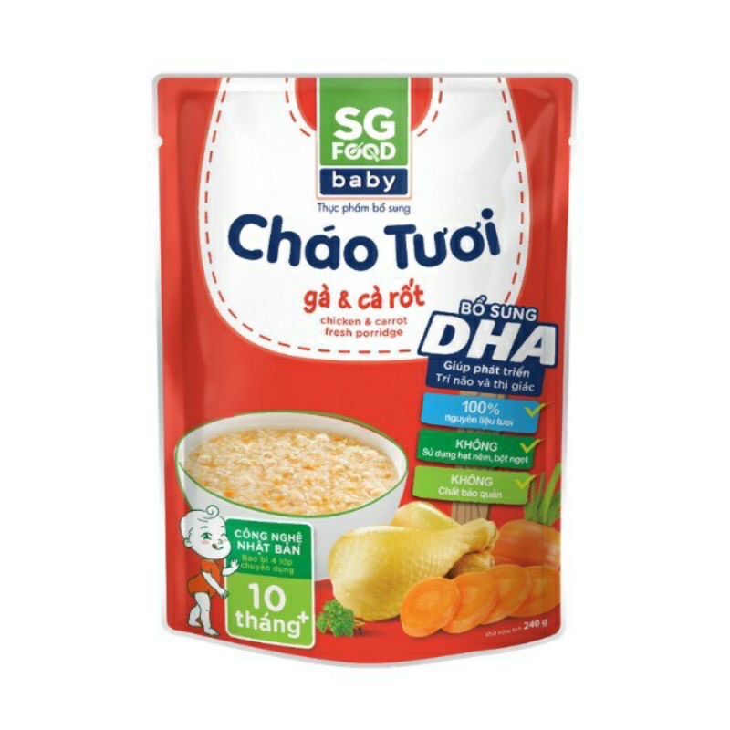 Cháo tươi  Baby SG Food vị gà cà rốt 240g (cho be từ 10 tháng)