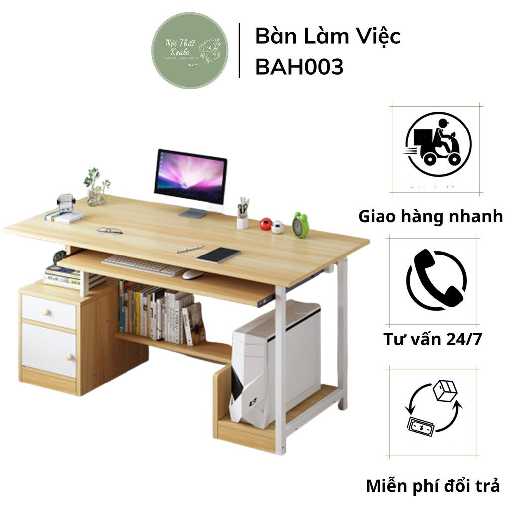 Bàn máy tính có ngăn kéo bàn học, bàn làm việc gỗ Homexinh