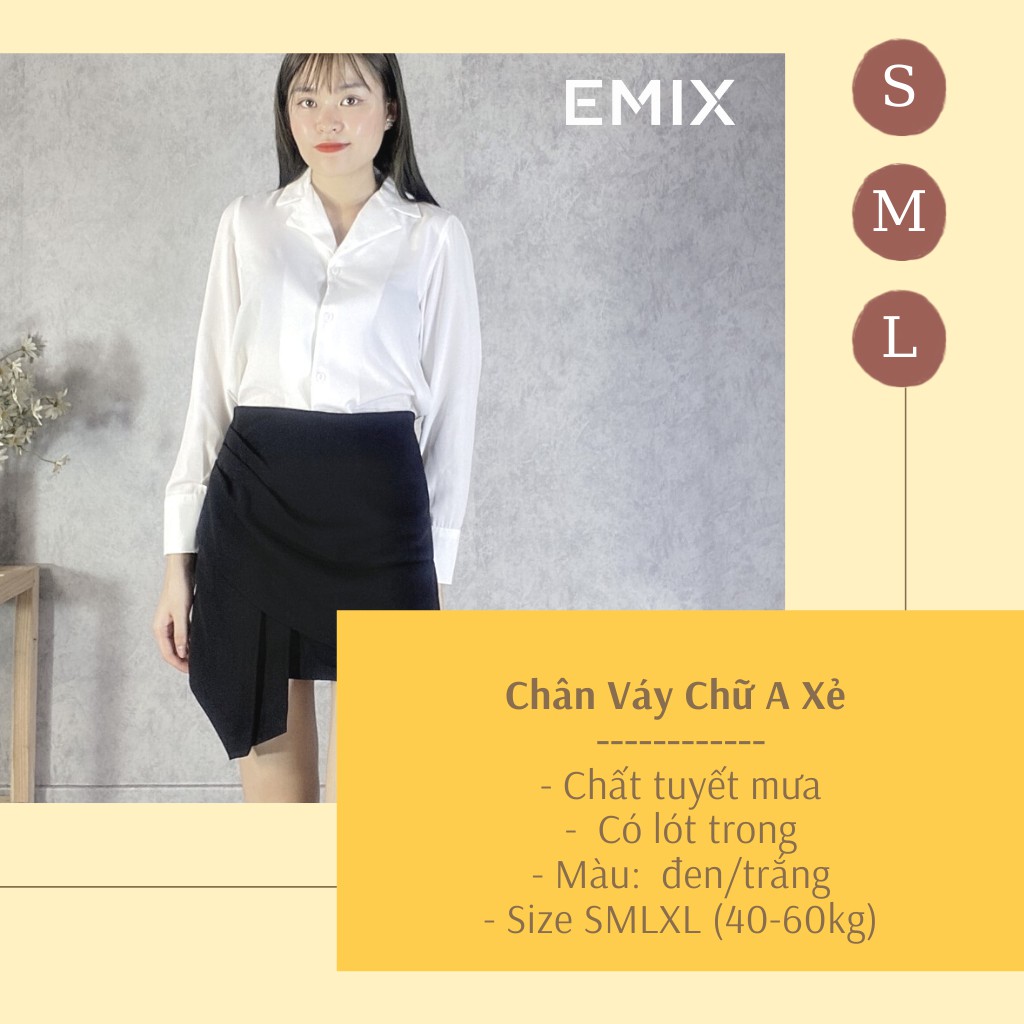 Chân váy chữ A vạt chéo màu đen EMIX | BigBuy360 - bigbuy360.vn