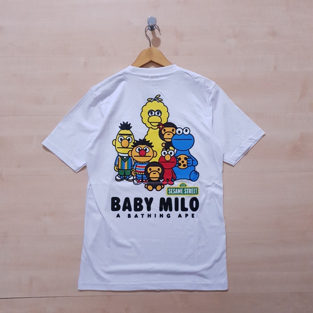 Bape Áo Sơ Mi Trắng In Hình Sesame Street Đáng Yêu Cho Bé