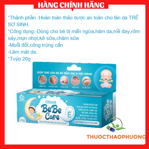 Kem bôi hăm da mụn nhọt mẩn ngứa rôm sảy muỗi đốt côn trùng cắn,chàm mụn sữa an toàn cho trẻ sơ sinh BeBe Care thảo duoc