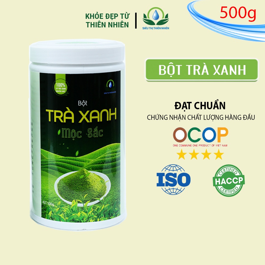 Bột trà xanh nguyên chất Mộc Sắc 500g dùng để uống, làm bánh, làm mặt nạ đắp mặt, tắm trắng
