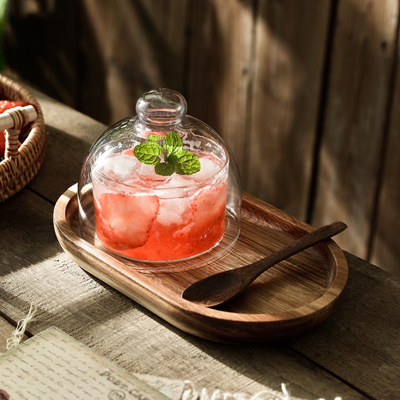 Khay Gỗ Hình Oval Đựng Bánh Tráng Miệng Tiện Dụng