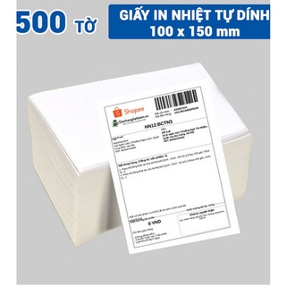 Giấy in nhiệt tự dính dạng tập 500 tờ 100x150 - có sẵn lớp dán - in đơn shopee tmđt