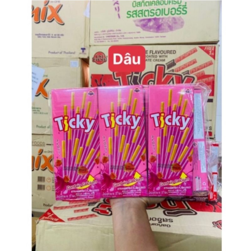 Bánh que ticky 3 vị dâu, sữa,  socola