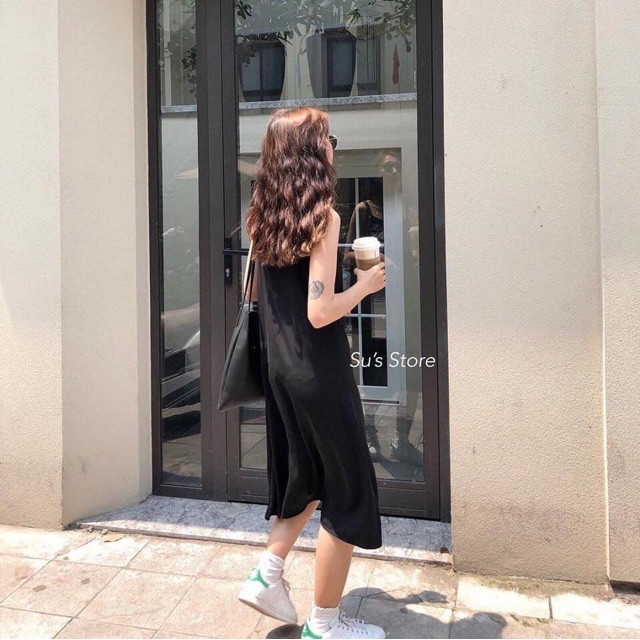 Đầm 2s đũi trơn nữ - Váy dáng suông trơn 2 dây sợi bún ulzzang SIÊU ĐẸP | BigBuy360 - bigbuy360.vn