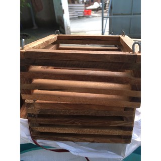 02 chậu gỗ căm xe vuông 20x20 cm