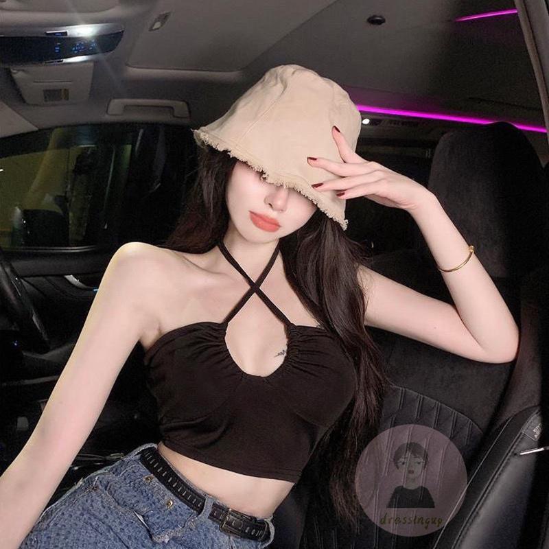 Áo Nữ Không Tay Hở Lưng Màu Đen Thời Trang Mùa Hè