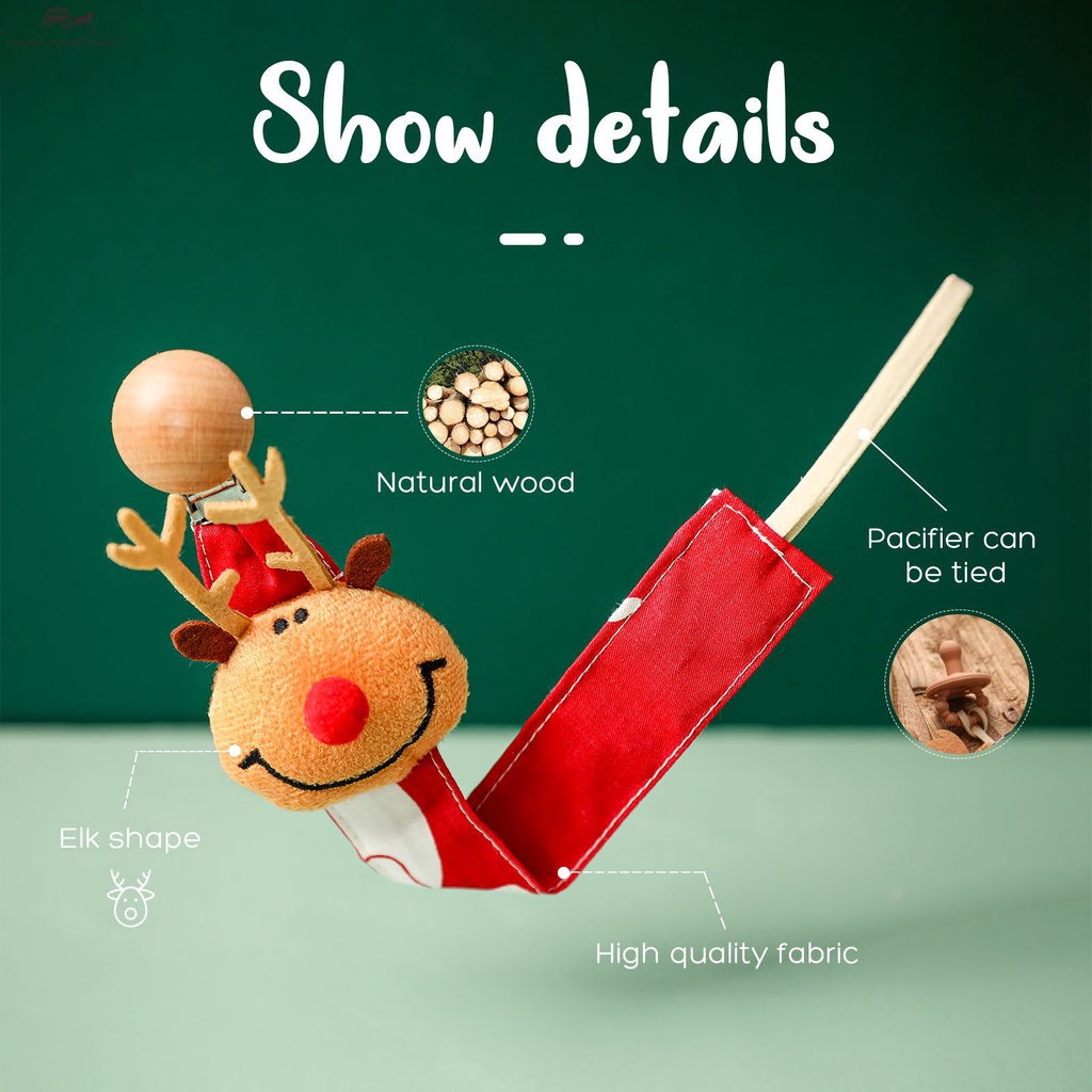 Chuỗi ti giả đồ chơi MAMIMAMIHOME bằng gỗ và cotton thiết kế hoạt hình Giáng sinh cho bé mọc răng