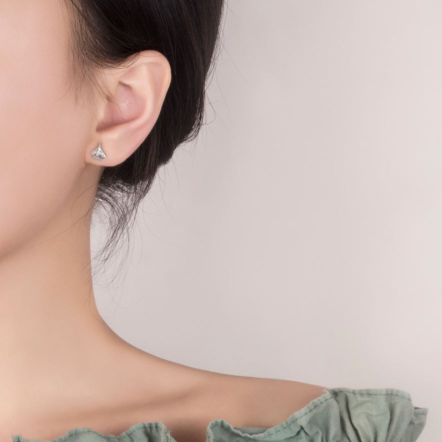 Bông tai EBI Lá vạt mạ Bạc 925