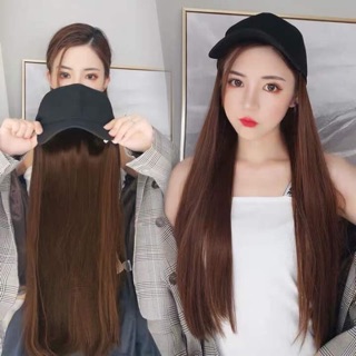 Tóc giả thẳng kèm nón cá tính