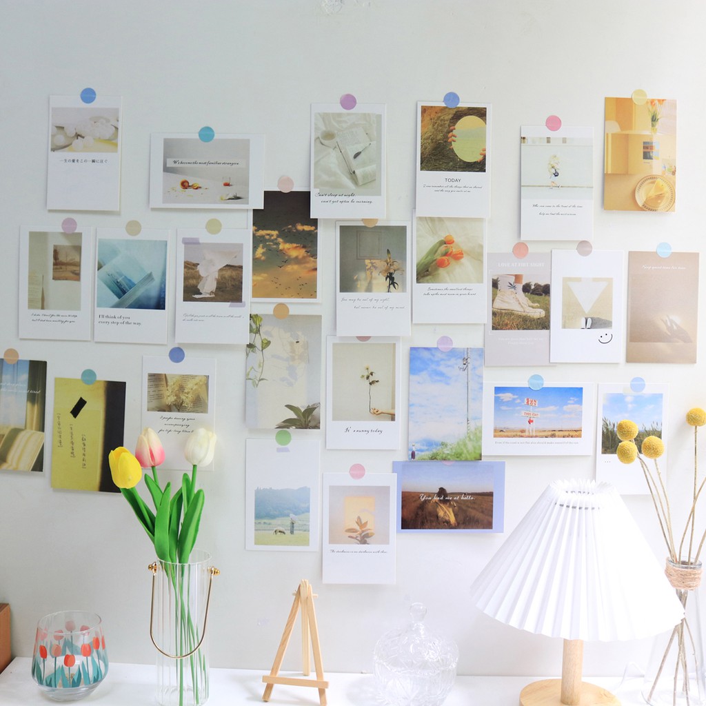 Set tranh dán tường THỎ STATIONERY postcard vintage phụ kiện dồ dùng decor trang trí bàn học phòng ngủ hàn quốc giá rẻ