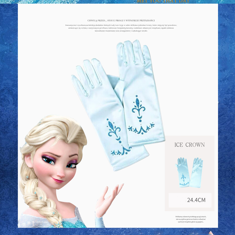 Bộ Tóc giả+Găng tay+Vương miện+Đũa phép hóa trang công chúa Elsa cho bé gái