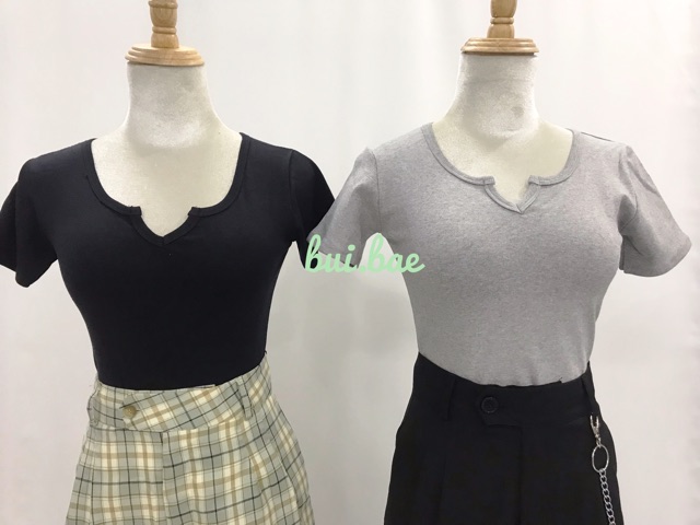 Áo crop top phối cổ V ảnh thật (kèm video ❤️)