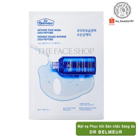 Mặt nạ giấy dưỡng ẩm da nâng cơ chống lão hóa tốt Hàn Quốc The Face Shop Dr Belmeur Intense Face Mask Cica Peptide 40ml