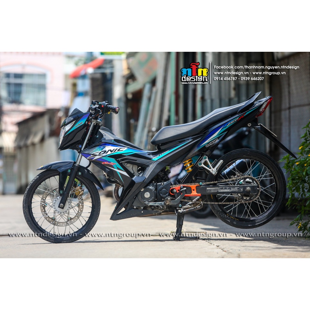 Tem Decal Rời Dán Xe Sonic 150 Mẫu Chỉ Xanh Đen Trắng Cực Đẹp, Hàng 3 Lớp Chất Lượng Cao Không Bay Màu