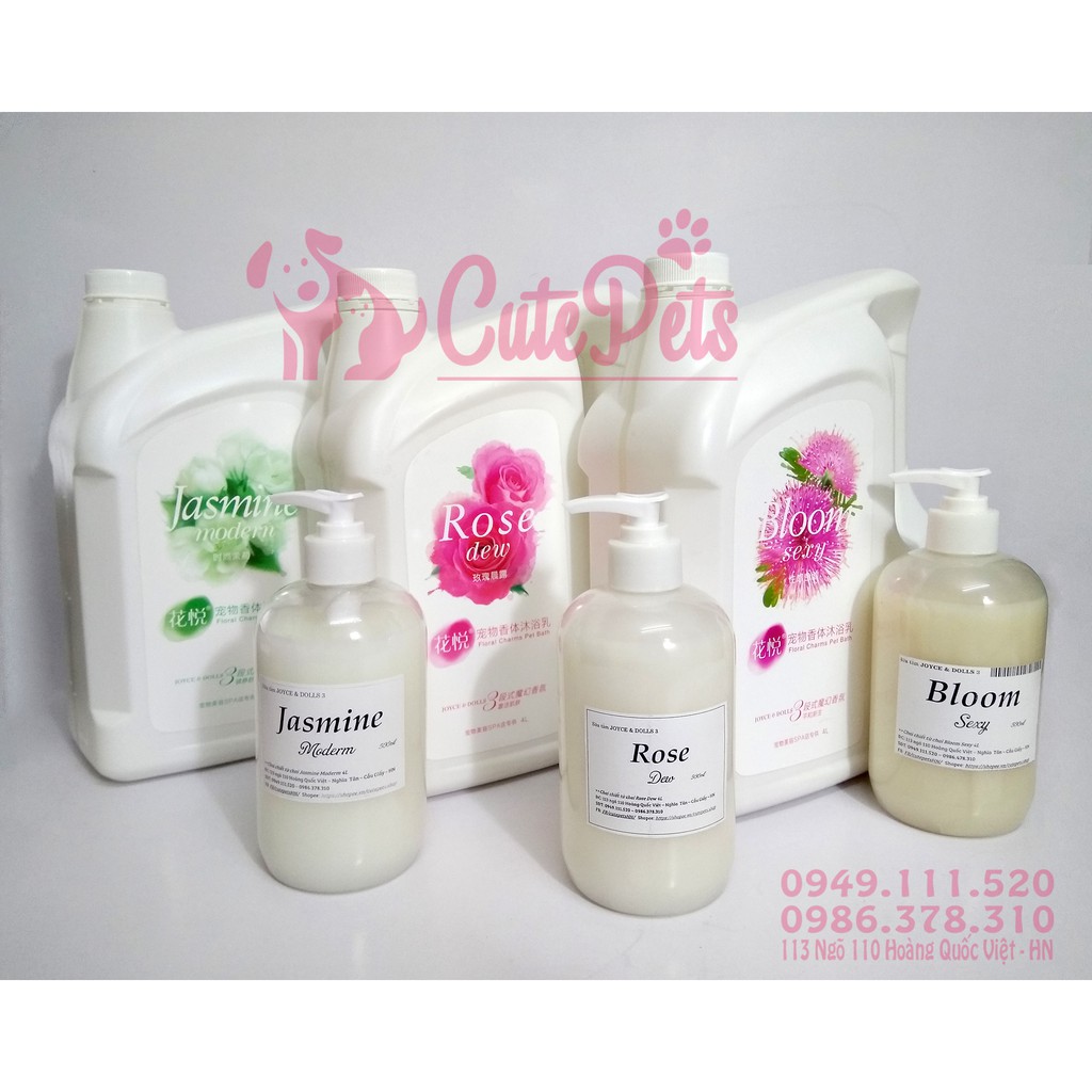 [Chính Hãng] Sữa tắm Joyce &amp; Dolls 4L Bloom, Rose, Jamsmine cho chó mèo hương hoa - CutePets
