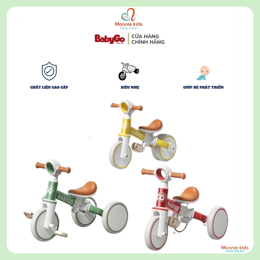 Xe ba bánh tập đi cho bé Lazychild Babygo 12m+, xe chòi chân đa chức năng - Monnie Kids