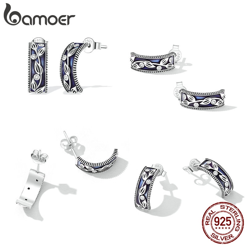 Bông tai BAMOER bằng bạc 925 phong cách cổ điển thời trang cho nữ