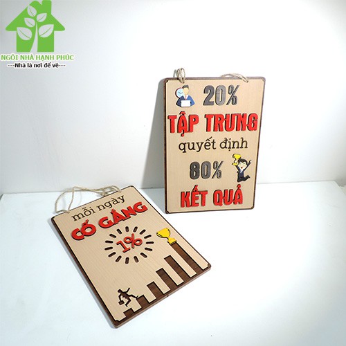 Bảng gỗ decor slogan trang trí văn phòng , Mẫu BM_108 MỖI NGÀY CỐ GẮNG 1%