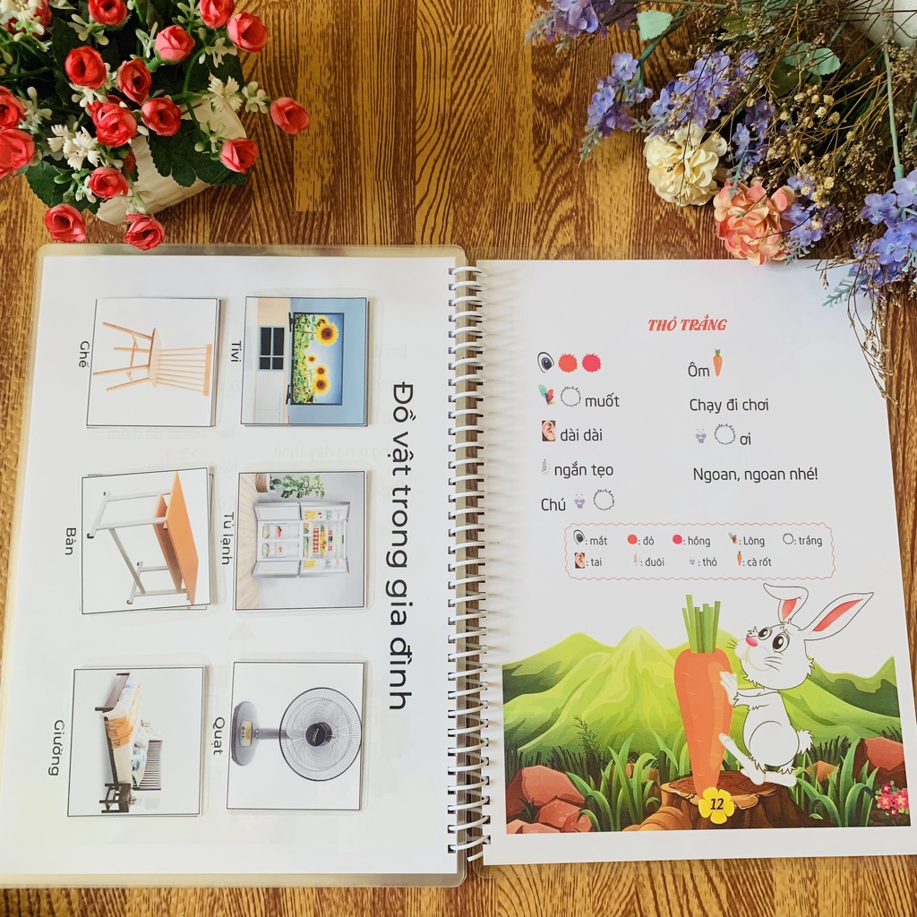 Bộ Học Liệu Bóc Dán Montessori 2in1 Giúp Bé Phát Triển Quan Sát, Tập Đọc, Tập Nói