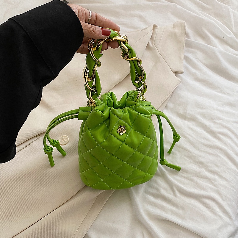 Túi IELGY họa tiết hình thoi nhỏ gọn phối dây xích thời trang cao cấp dành cho nữ