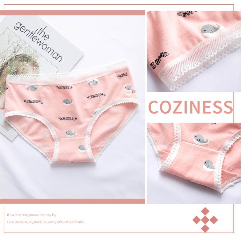 Quần lót nữ cotton cao cấp co giãn kháng khuẩn in hình đáng yêu dễ thương QL37 | BigBuy360 - bigbuy360.vn