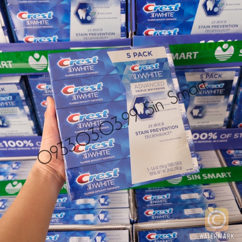 KEM ĐÁNH RĂNG CREST 3D WHITE ADVANCED TRIPLE WHITENING 158G