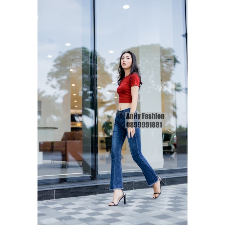 Quần Jeans Nữ Ống Loe Lưng Cao Co Giãn Siêu Tôn Dáng