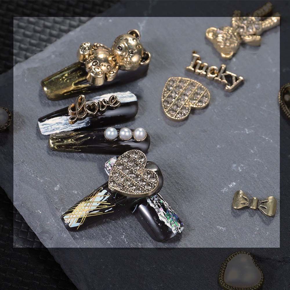 [Hàng mới về] Set 10 phụ kiện nhiều kiểu dáng 3D hỗn hợp trang trí thủ công cho móng tay xinh xắn