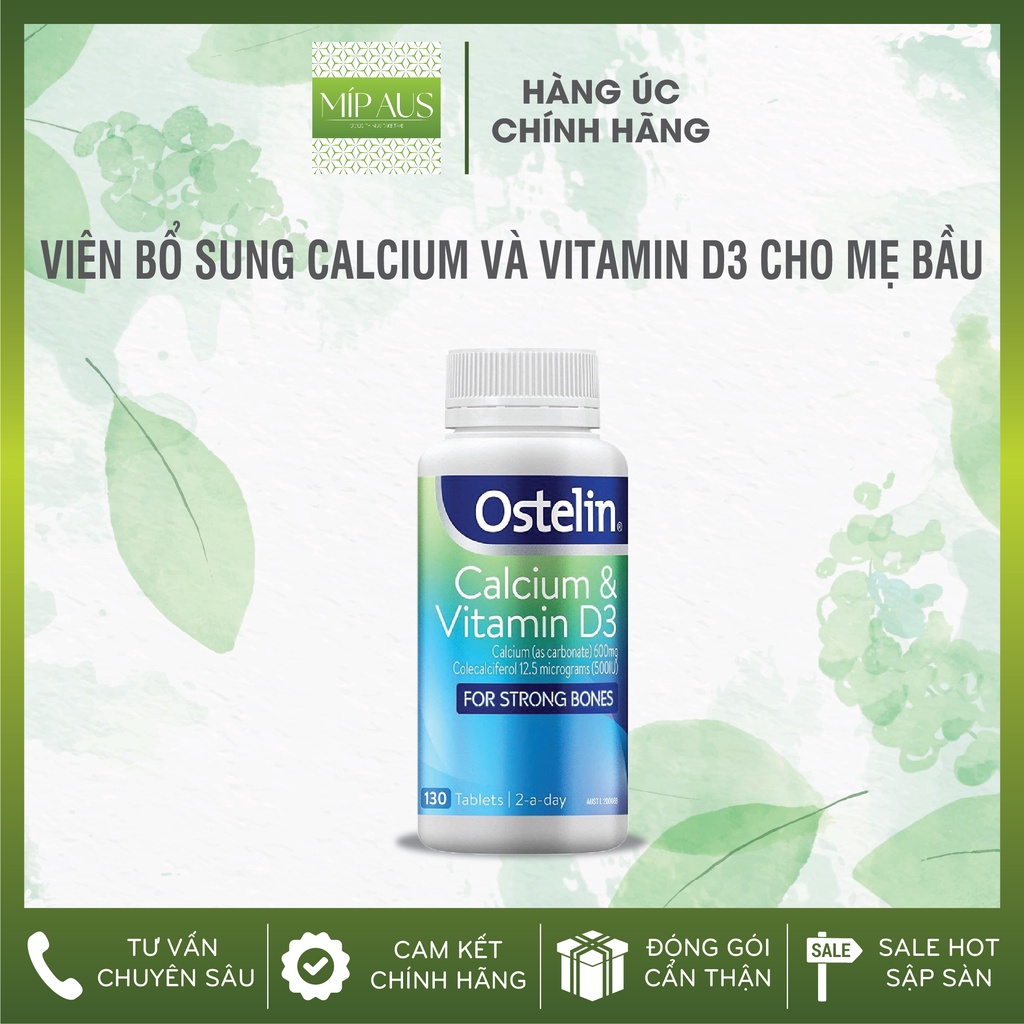 Ostelin Vitamin D &amp; Calcium cho bà bầu của Úc (130 viên)