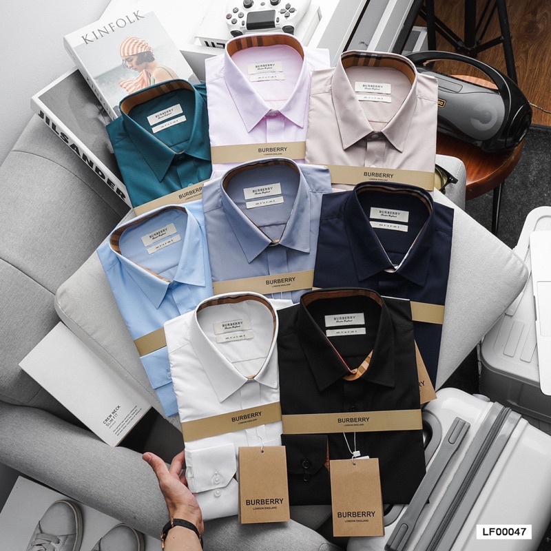 Sơ Mi Nam Burberry Phối Cổ Cao Cấp