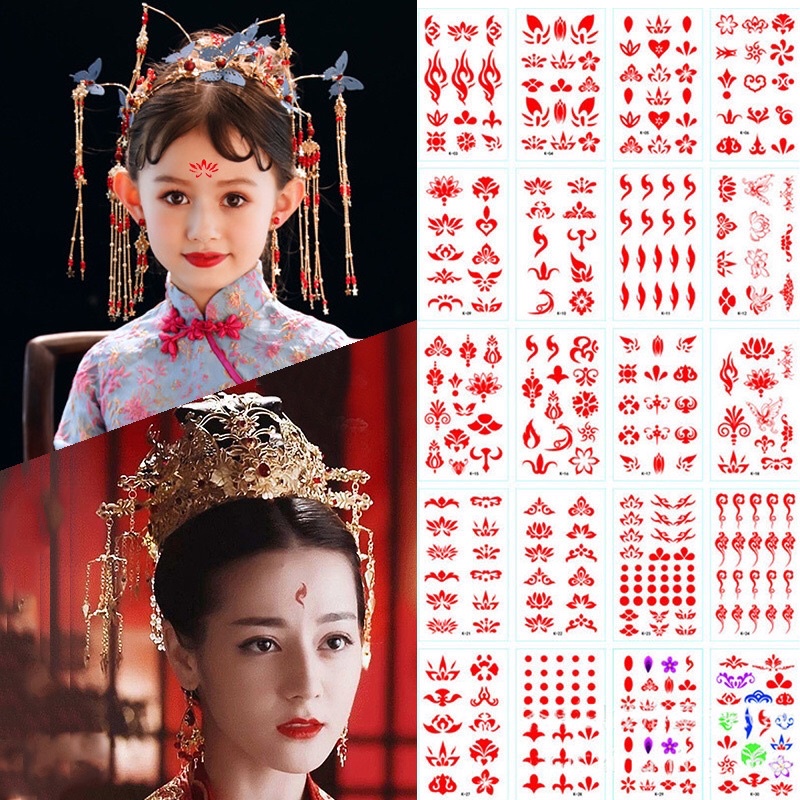 Chu sa dán trán cổ trang 1 tấm dùng làm phụ kiện make up chụp ảnh có sẵn