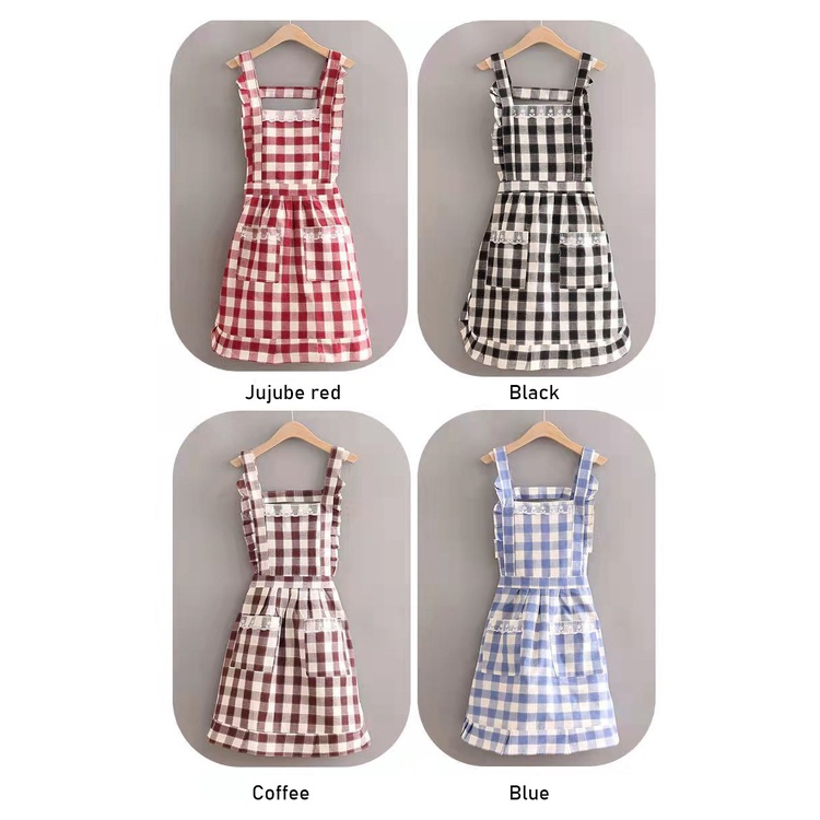 Tạp Dề cotton Tay Dài Cổ Búp Bê Dễ Thương Phong Cách Hàn Quốc