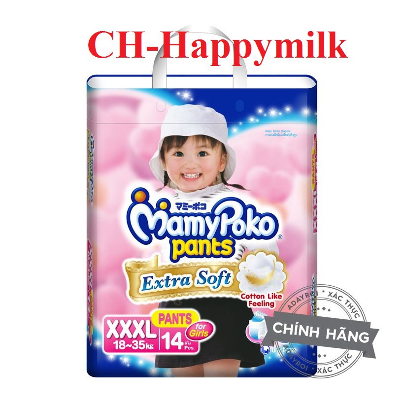 [ CHÍNH HÃNG ] Bỉm - Tã Quần Mamy poko XXXL14 bé Gái; bé Trai TỪ 18 - 35 kg