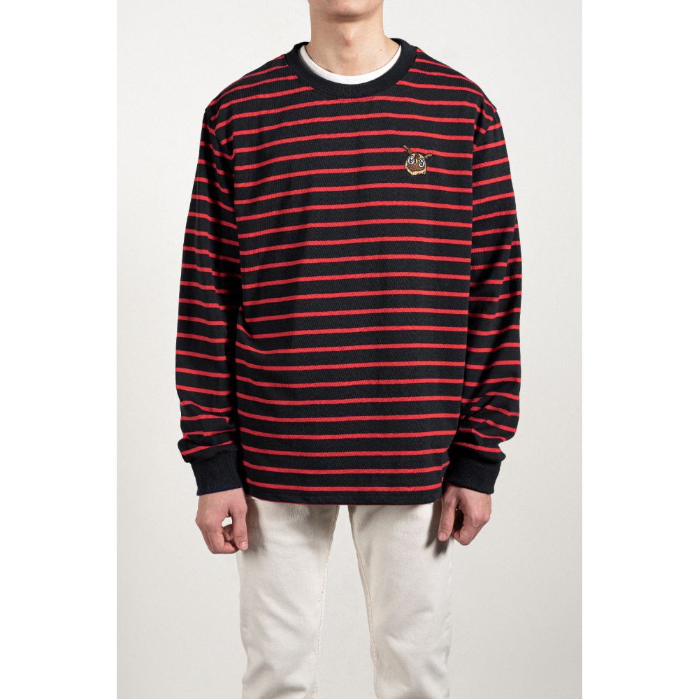 OWL BRAND® Striped Long-sleeve Tee - Áo Thun Sọc Tay Dài Màu Đỏ - OWL310121 | BigBuy360 - bigbuy360.vn